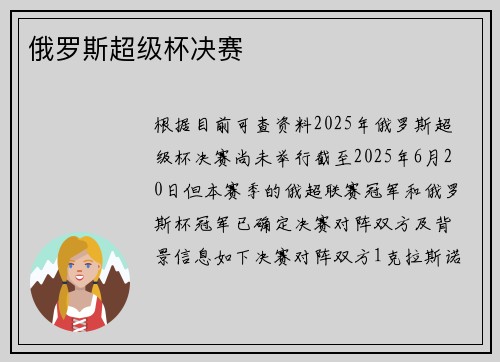 俄罗斯超级杯决赛